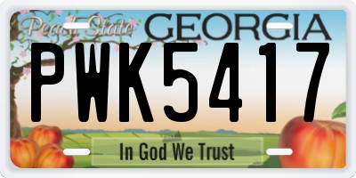 GA license plate PWK5417