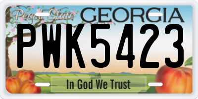 GA license plate PWK5423