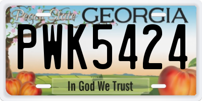 GA license plate PWK5424