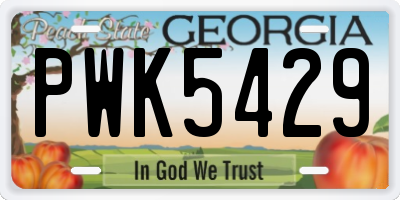 GA license plate PWK5429