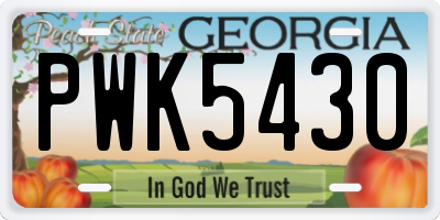GA license plate PWK5430