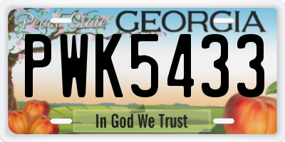 GA license plate PWK5433
