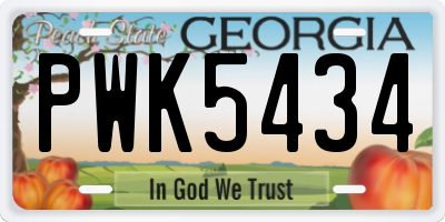 GA license plate PWK5434