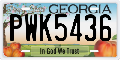 GA license plate PWK5436
