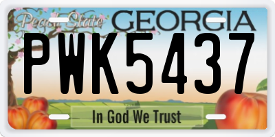 GA license plate PWK5437