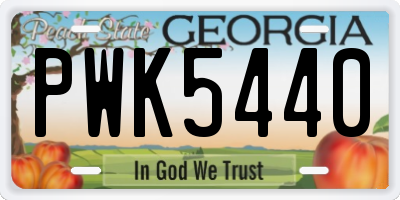GA license plate PWK5440