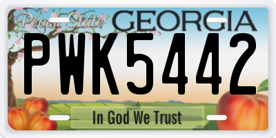 GA license plate PWK5442