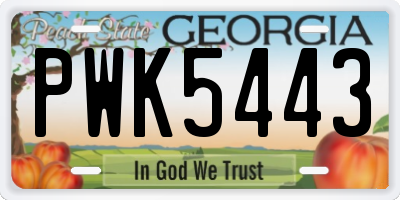 GA license plate PWK5443