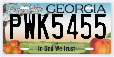 GA license plate PWK5455