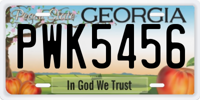 GA license plate PWK5456