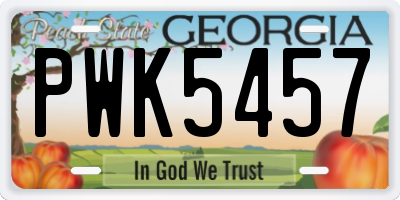 GA license plate PWK5457
