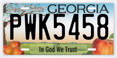 GA license plate PWK5458