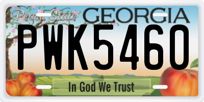 GA license plate PWK5460