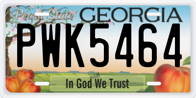 GA license plate PWK5464