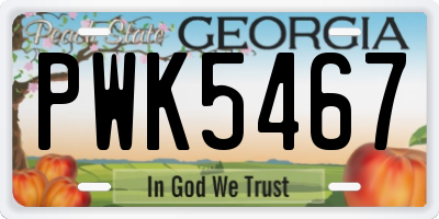GA license plate PWK5467