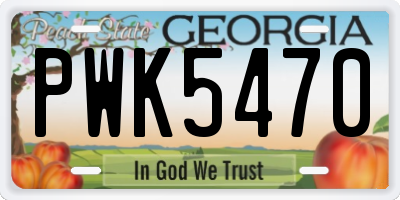 GA license plate PWK5470