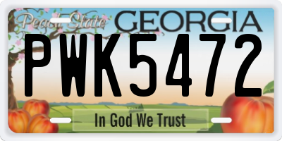 GA license plate PWK5472