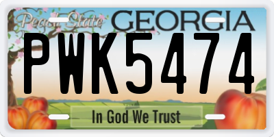 GA license plate PWK5474