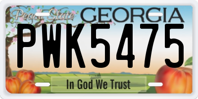 GA license plate PWK5475