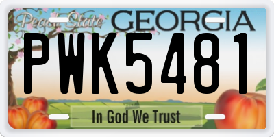 GA license plate PWK5481