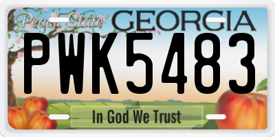 GA license plate PWK5483