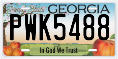 GA license plate PWK5488