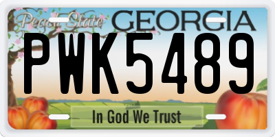 GA license plate PWK5489