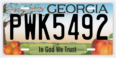 GA license plate PWK5492