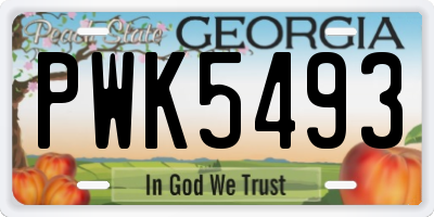 GA license plate PWK5493