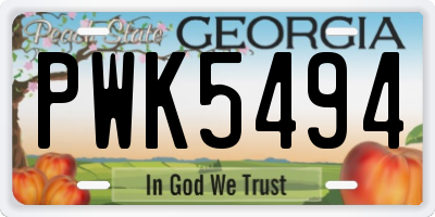 GA license plate PWK5494