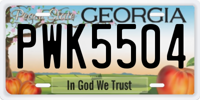 GA license plate PWK5504