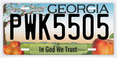 GA license plate PWK5505