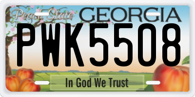 GA license plate PWK5508