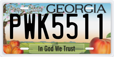 GA license plate PWK5511