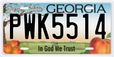 GA license plate PWK5514