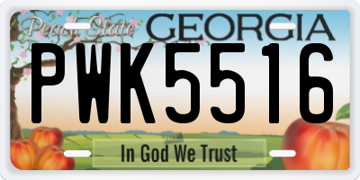 GA license plate PWK5516