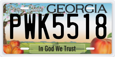 GA license plate PWK5518