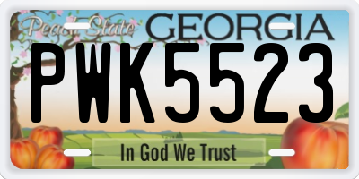 GA license plate PWK5523