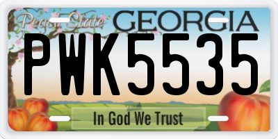 GA license plate PWK5535
