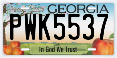 GA license plate PWK5537