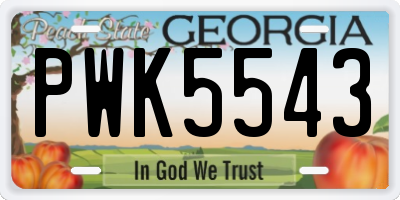 GA license plate PWK5543