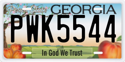 GA license plate PWK5544