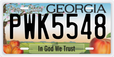 GA license plate PWK5548