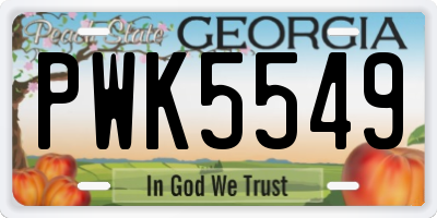 GA license plate PWK5549