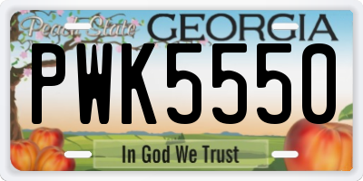 GA license plate PWK5550