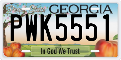 GA license plate PWK5551