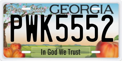 GA license plate PWK5552