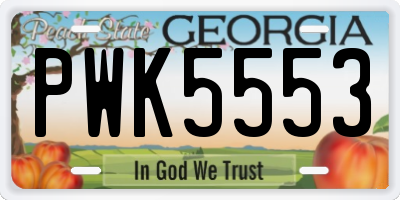 GA license plate PWK5553