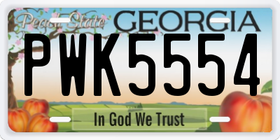 GA license plate PWK5554