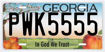 GA license plate PWK5555